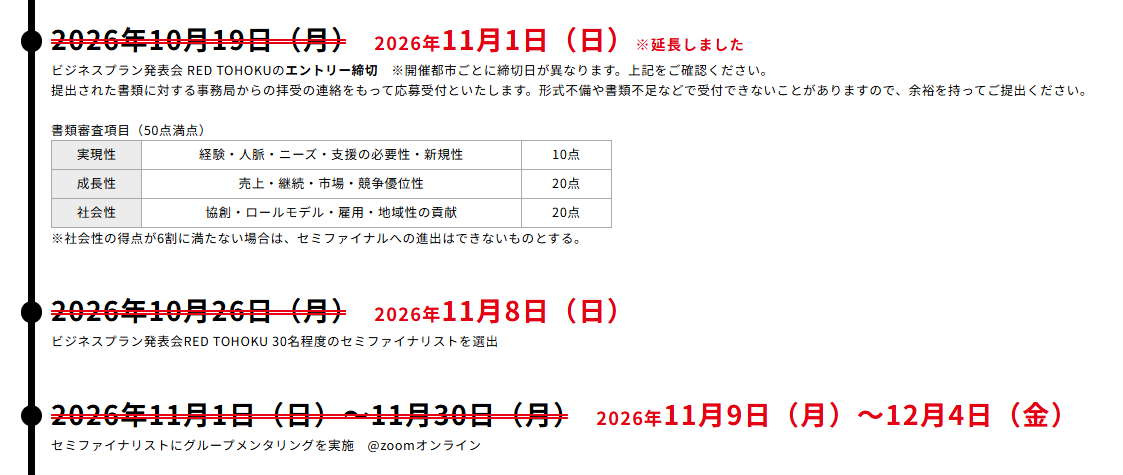 【締切延長！】RED TOHOKUのエントリー締切を11/1（日）に延長しました！